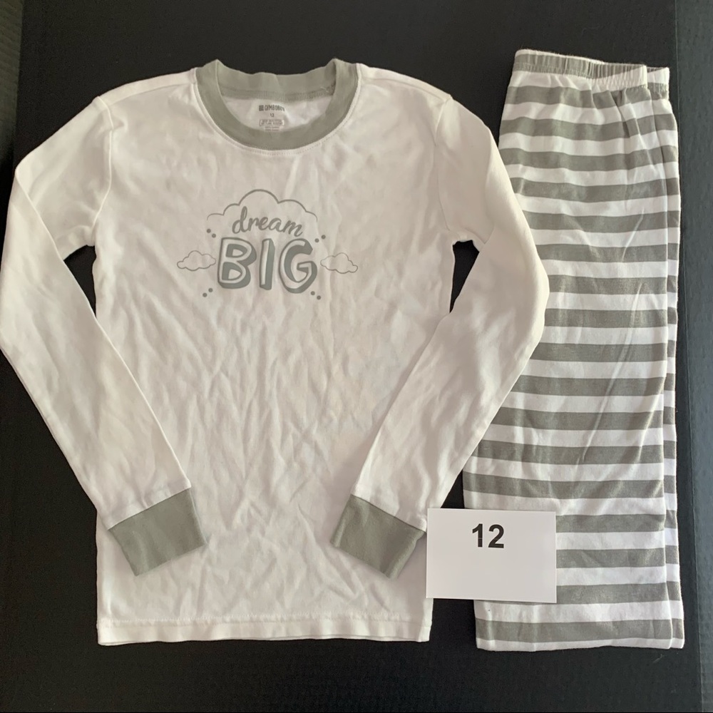 Gymboree pajamas 12 gray white girls boys